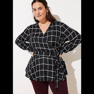 LOFT Plus Plaid Wrap Blouse